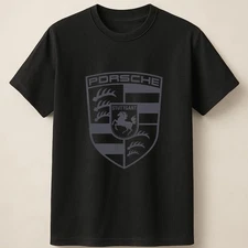 Stuttgart Crest Blacked Out Automotive Porsche Streetwear Unisex T Shirt