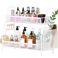 2-Tier Bathroom Organizer Countertop, Metal Wire Mesh Bathroom Counter Organi...