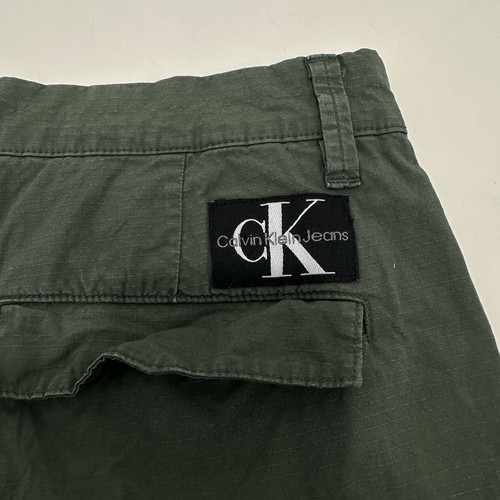 Calvin Klein Cargo Shorts Men 30 Green Cotton Blend Stretch Casual Zip Fly - Picture 3 of 11