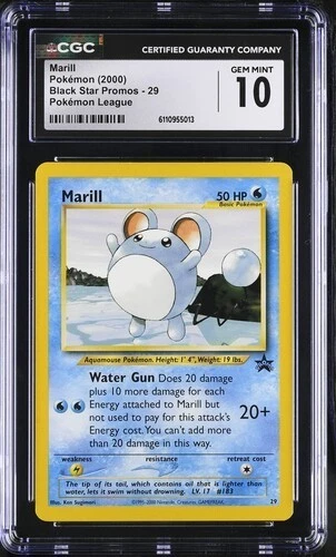 2000 Pokemon Leauge #29 Marill Black Star Promo CGC 10 WOTC