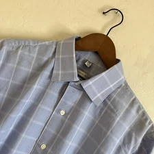 Geoffrey Beene Dress Shirt Mens 34 35 16.5 Regular Plaid Long Sleeve Button Up