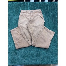 Carhartt Mens 33x34 Tan Canvas Carpenter Work Pants B11 BRN