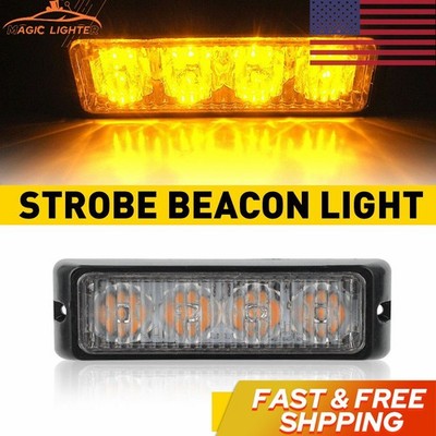4LED Strobe Light Bar Foglights for Trucks Car Hazard Dash Beacon Lamp Amber