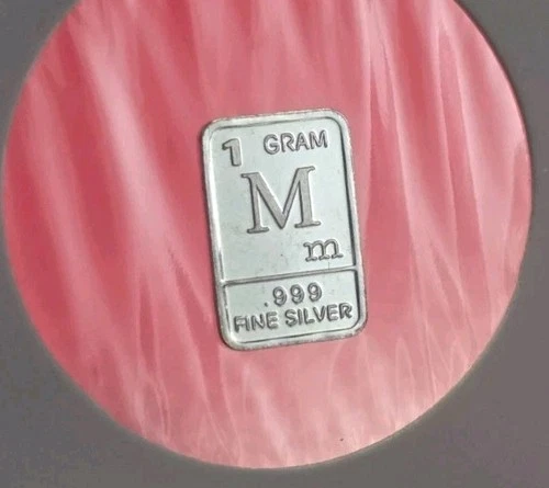 Letter "M" - 1 Gram .999 Fine Pure Silver Bullion Mini Square Bar Ingot Coin
