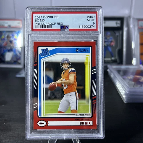 113900274 BO NIX 2024 Panini Donruss 369 Red Press Proof RC Rated PSA 9