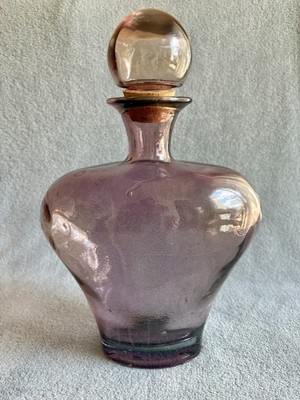 Vidrios San Miguel Spain Recycled Amethyst Art Glass Decanter Vintage 1980s