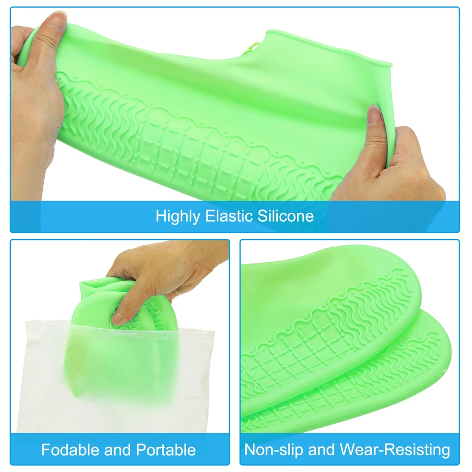 Waterproof Shoe Covers,Rain Shoe Covers Reusable for Men Women Fits 7-8.5, Green - Image 3 of 4