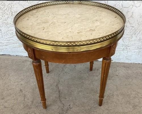 Vintage French Louis XVI Style Marble Top Side Tables - Image 1