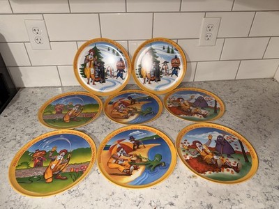 VTG 1977 McDonald's Ronald McDonald Four Seasons Melamine 10'' Plates Lot of 8