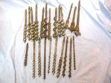 LOT OF 23 VINTAGE WOOD AUGER DRILL BITS