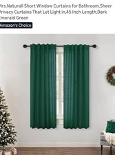 Hunter Green 36x45in Curtain Panels Linen Blend Sheer - 2 Panels