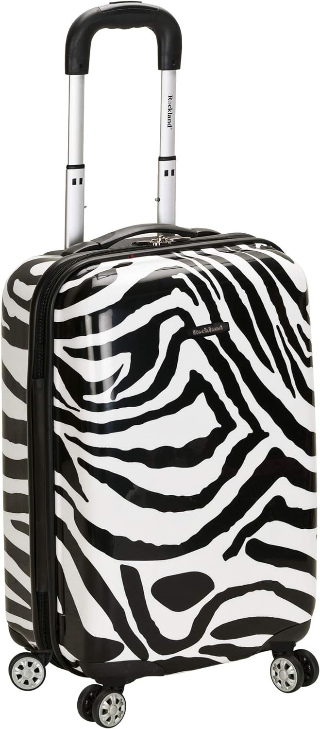 Rockland Safari Hardside Spinner Wheel Luggage, Zebra, Carry-On 20-Inch 