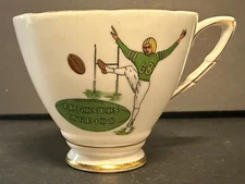 Edmonton Eskimos 1950s CFL Tea Cup + Saucer Bone China Royal Stafford Grey Cup