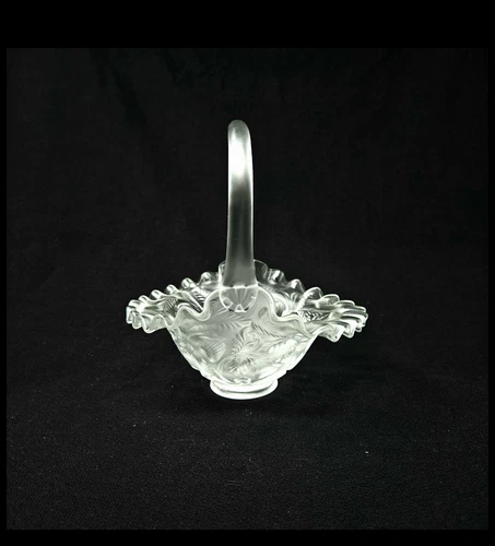 Fenton Satin Glass Strawberry Ruffled Basket Small No Damage Glass