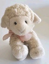 Russ Berrie Pascale Baby Lamb Plush 7" Stuffed Animal Pink Bow Tag Attached