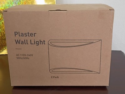 White Plaster Curved Wall Lights Sconce Modern Hallway Bedroom Home Set Of 2