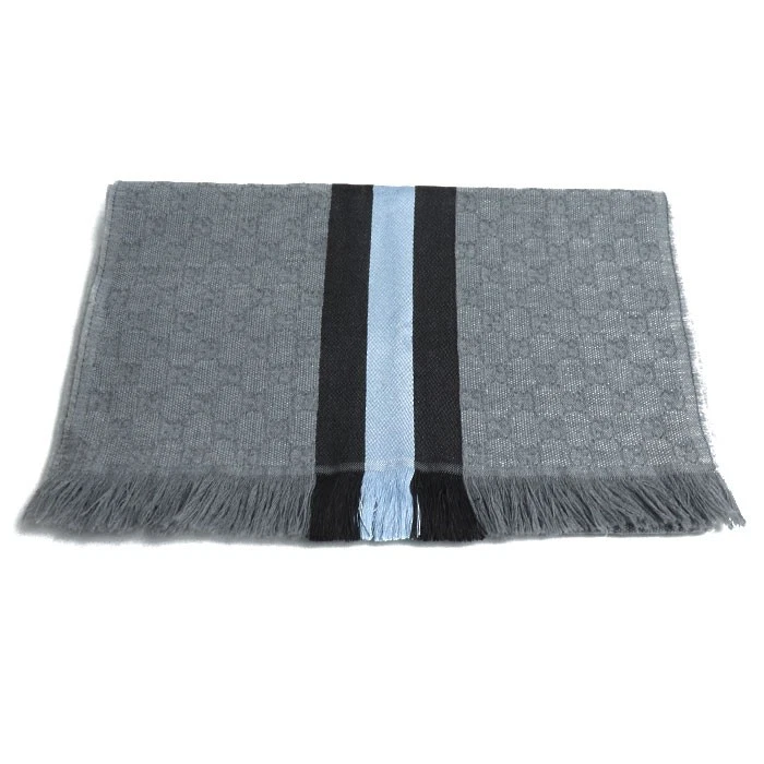 Silencieux unisexe Gucci Sherry Line gris/marron/bleu ciel laine/soie 147351