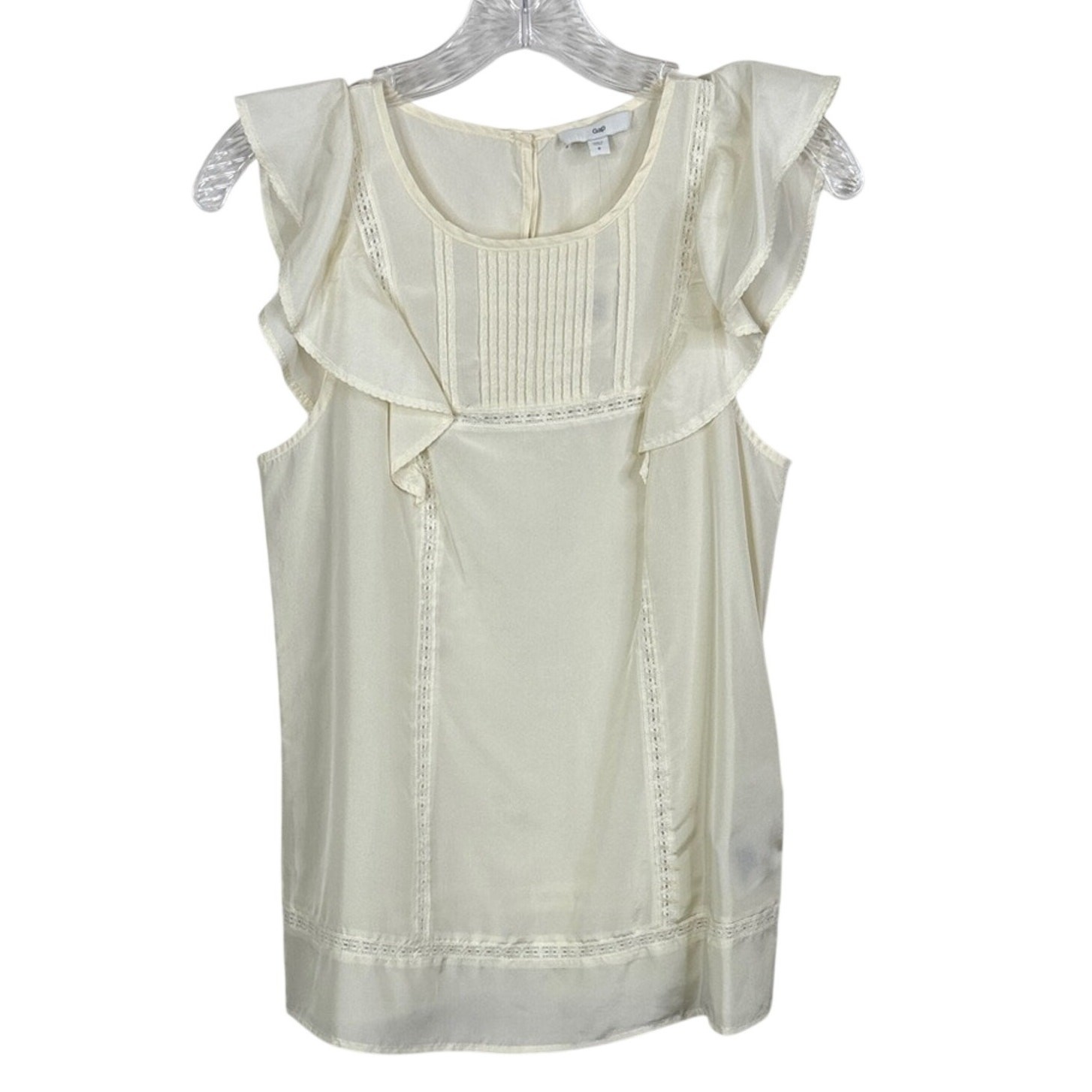 NWT GAP Women’s Small 100% Silk Cream Ruffle Tank Blouse Sleeveless Shell