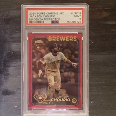 2024 Topps Chrome Update - Jackson Chourio Magenta Refractor /399 (RC) PSA 9