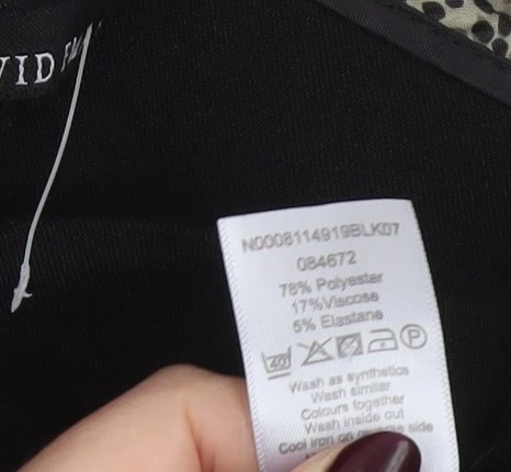 David Emanuel Women Black Size 16 Polyester Blend Straight Trousers - Image 4 of 4