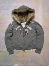 Vintage Abercrombie  Fitch Fur Lined Hoodie Gray Y2K Full Zip S size if 6 was 9