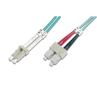 DIGITUS Professional LWL Multimode OM 3 Patchkabel LC/SC Duplex 1 m türkis