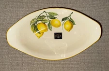 Effetti Home Oblong Ceramic Serving Bowl Lemons 12"x7”x3” Made In Italy NEW