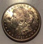 1921-S Morgan Silver Dollar, Gem Choice BU. Slight Toning, High Grade! D45