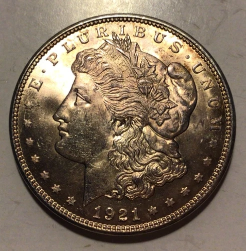 1921-S Morgan Silver Dollar, Gem Choice BU. Slight Toning, High Grade! D45