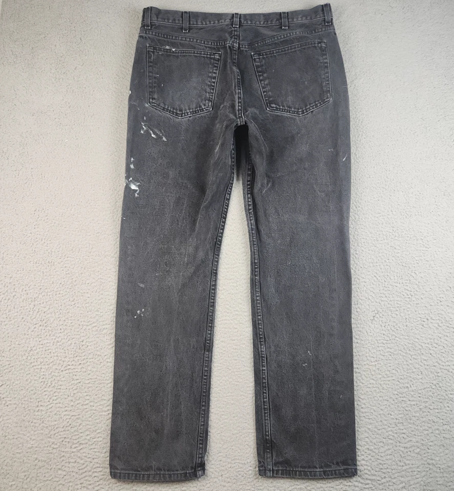 VTG Faded Glory Paint Splatter Work Denim Jeans Men's 38x34 Black Skater Grunge - Image 2 of 4