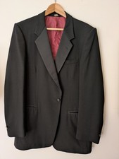 VTG YSL Yves Saint Laurent Tuxedo Jacket Mens 43L Satin Lapel Black Blazer