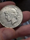 1927-S Peace Silver Dollar With Clip Error On Rim, XF, Key date low mintage