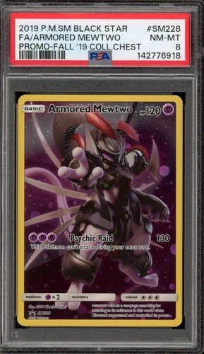 Pokemon Armored Mewtwo Fall '19 Collectors Chest Full Art Promo SM228 PSA 8