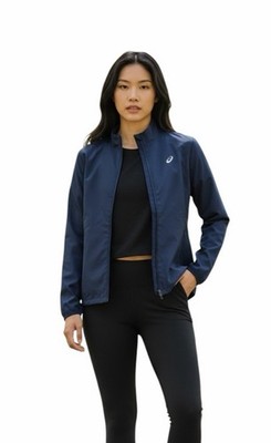 Asics Womens Jacket Wind Resistant Navy Blue Size Medium NWT Running Walking