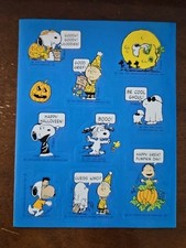 Vintage Hallmark Charlie Brown Peanuts Gang Snoopy Halloween Sticker sheet