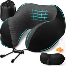 Travel Pillow Travel Pillows Sleeping Airplane Removable Cover Neck Pillow Black