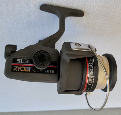 Vtg Ryobi SL3 Graphite Fishing Spinning Reel Convertible Handle