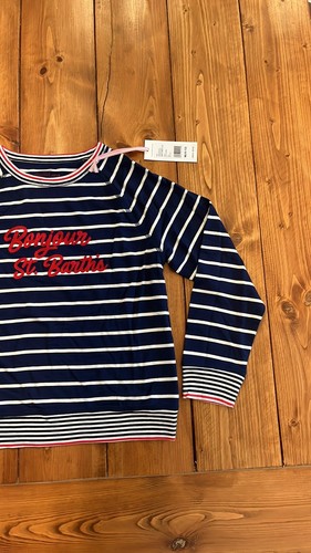 Vineyard Vines Bonjour St Barths”Navy&White Striped Dreamcloth Crewneck M(10-12) - Picture 3 of 6