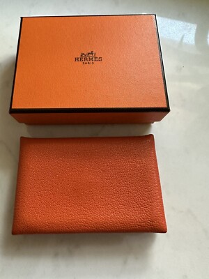 HERMES Orange Epsom Leather Calvi Card Case Envelope | eBay