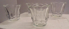 Vtg Set of 4 Home Interiors Clear Glass Starlight Candle Holders Votive Cups Peg