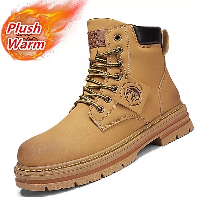 Mens leather 2024 winter boots