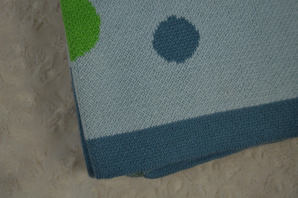 MiGi Little Whale Knit Baby Blanket Blue Green Security Lovey - Image 2 of 4