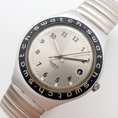 1997 Gray Swiss Made Swatch Irony Stainless Steel Watch for Men and Women  1990s