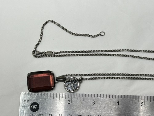 Stainless Steel FOSSIL Long Live Vintage Purple Glass Rhinestone 32" Necklace - Picture 4 of 7