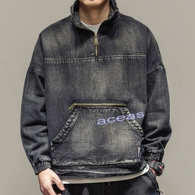 Retro Fashion Men's Washed Denim Loose Pullover Coat Casual Jean Jackets Outwear | eBay