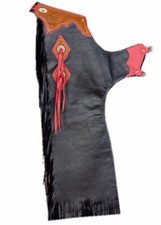 Western Black Top Grain Leather Bull Riding Rodeo Chaps : 871