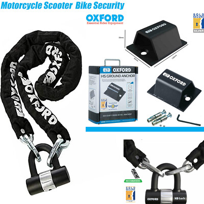OXFORD MOTORRAD HD VERKAUFT SICHERES KETTENSCHLOSS 1,0 M + BRUTE FORCE BODENANKER-KIT