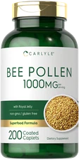 Bee Pollen 1000mg | 200 Caplets | With Royal Jelly and Bee Propolis | by Carlyle