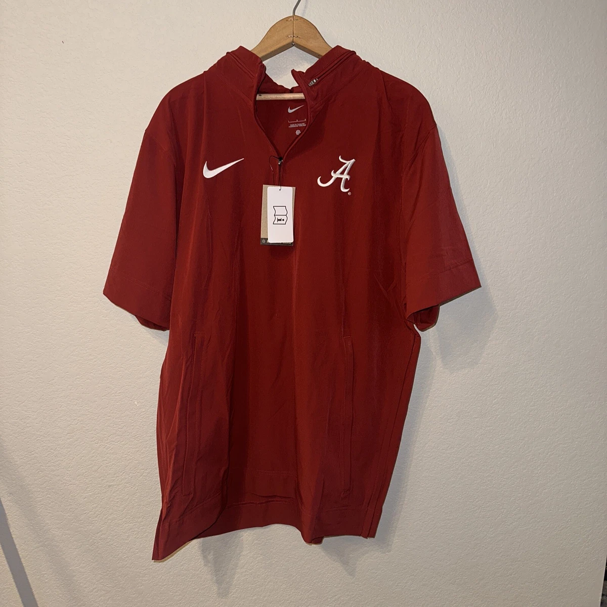 Nike Alabama Crimson TIde 1 4 Zip Hooded Short Sleeve Jacket Men s L Golf