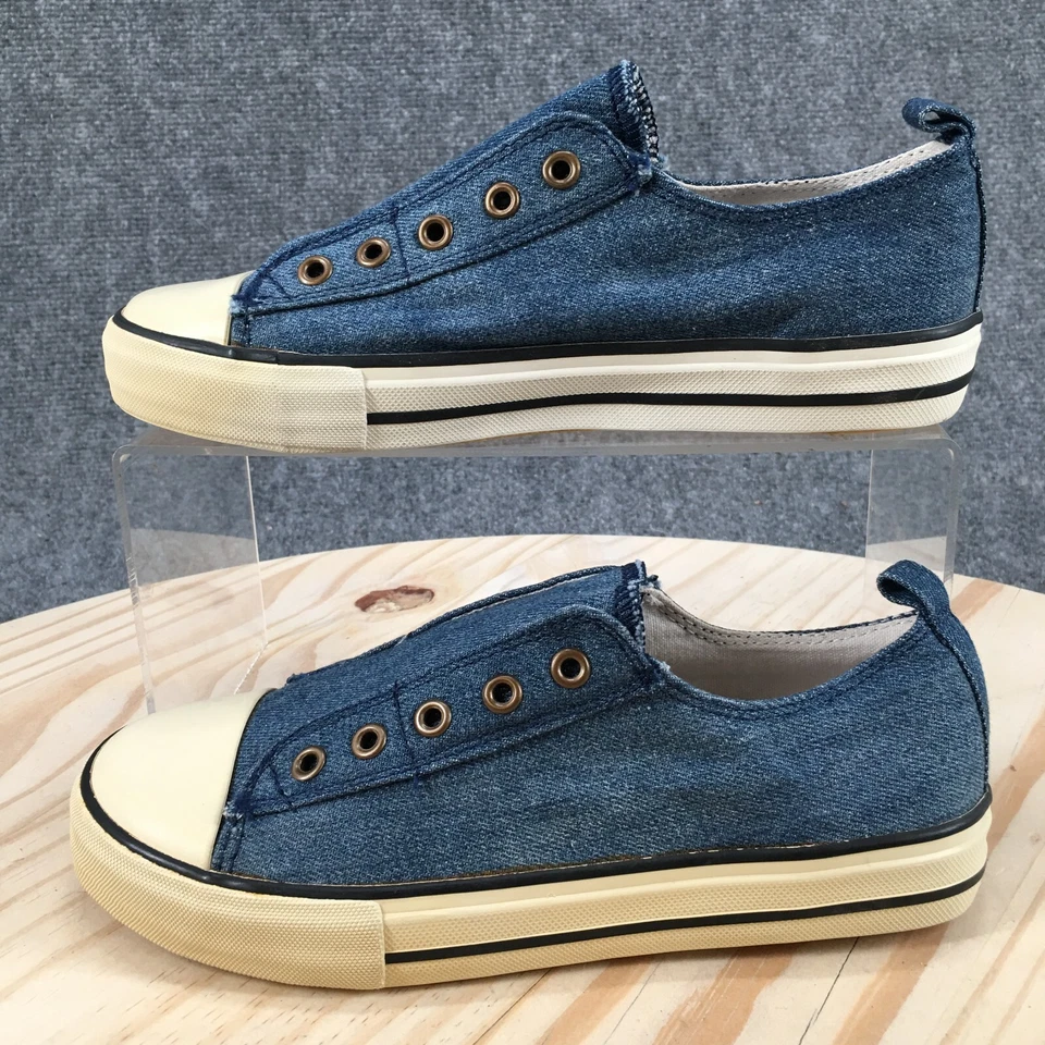 Old Navy Shoes Youth 2 Casual Slip On Sneakers Blue Round Toe Low Top Denim Foto 2 de 4